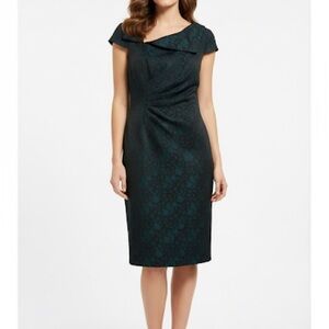 Tahari Black and Teal Asymmetrical Dress